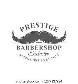 Barbershop label isolated on white background. Design element. Vector illustration