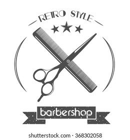 Barbershop label on white background