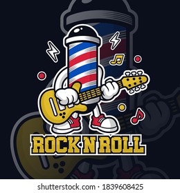 Barbershop lamp  character playing guitar vector illustration