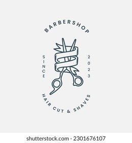 diseño de ilustraciones vectoriales de línea de barbería