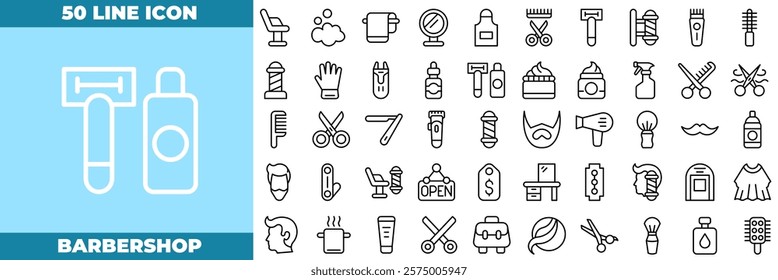 Barbershop Line Editable Icons set. Vector illustration in modern thin line style of barbershop icons: salon, barber, beauty, etc