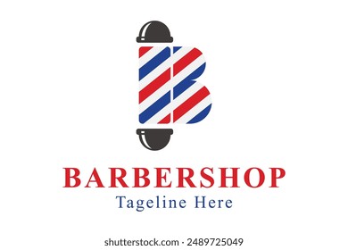 Barbershop logo. abstract logo letter B with barber lamp. initials letter logo concept. creative logo professional. simple design editable