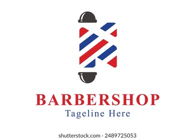 Barbershop logo. abstract logo letter N with barber lamp. initials letter logo concept. creative logo professional. simple design editable