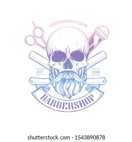 Barbershop logo with angry skull