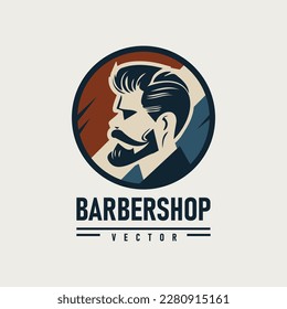 Logo de Barbershop con barra de barbero de estilo vintage. Plantilla de vectores.