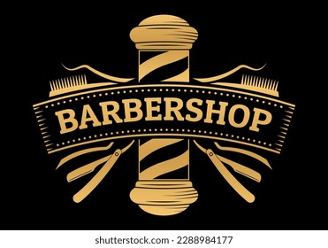 Barbershop logo. Barber shop icon or sign. Man haircut salon vintage banner design. Vector illustration.