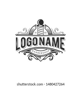 barbershop logo Black and grey Vintage retro classic barber shop icon symbol VECTOR