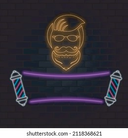 Barbershop Logo with blank label. Vector and Illustration