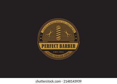 Barbershop Logo Classic Gold Style
