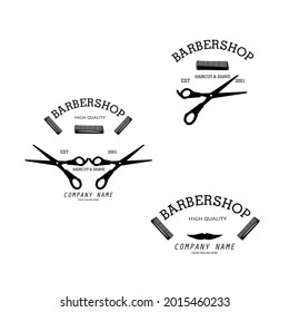 Barbershop logo collection set design vector
