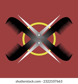 Logo de Barbershop con arte vectorial de peine y tijeras