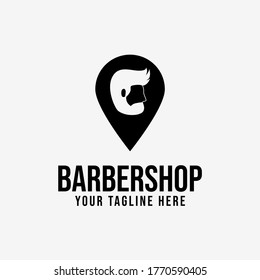 Barbershop Logo With Combination People and Pin Icons