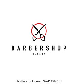barbershop logo design concept of a barber shop with a vintage retro concept of scissors and razors also a cool and minimalist barbershop tube icon illustration of a symbol template