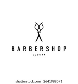 barbershop logo design concept of a barber shop with a vintage retro concept of scissors and razors also a cool and minimalist barbershop tube icon illustration of a symbol template