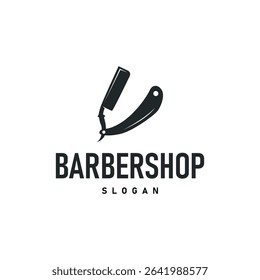 barbershop logo design concept of a barber shop with a vintage retro concept of scissors and razors also a cool and minimalist barbershop tube icon illustration of a symbol template