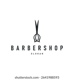 barbershop logo design concept of a barber shop with a vintage retro concept of scissors and razors also a cool and minimalist barbershop tube icon illustration of a symbol template