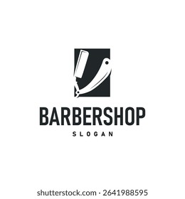 barbershop logo design concept of a barber shop with a vintage retro concept of scissors and razors also a cool and minimalist barbershop tube icon illustration of a symbol template