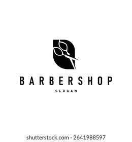 barbershop logo design concept of a barber shop with a vintage retro concept of scissors and razors also a cool and minimalist barbershop tube icon illustration of a symbol template