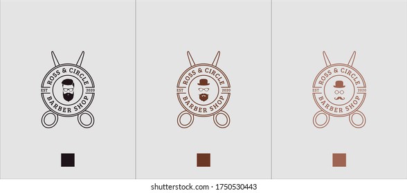 Barbershop Logo Design Concept. Simple Flat Minimalist Logo Design illustration with elegant ornament 