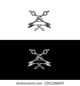 barbershop logo design concept.suitable for barbershop company.line art logo style