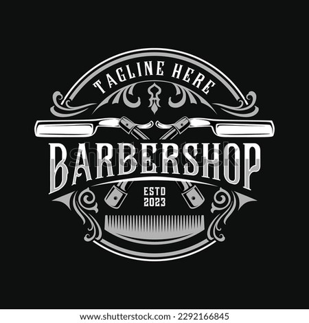 Barbershop logo design. with illustrations of razors, perfect for barbers