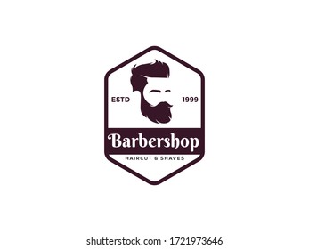 Barbershop logo design, man with beard vector illustration