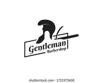 Barbershop logo design, man with beard vector illustration