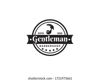 Barbershop logo design, man with beard vector illustration