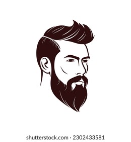 Barbershop, logo design for men's barbershop. man with beard. Vector illustration