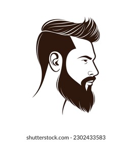 Barbershop, logo design for men's barbershop. man with beard. Vector illustration