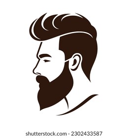 Barbershop, Logo-Design für Herrenfrischgeschäft. Mann mit Bart. Vektorgrafik