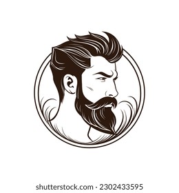 Barbershop, logo design for men's barbershop. man with beard. Vector illustration