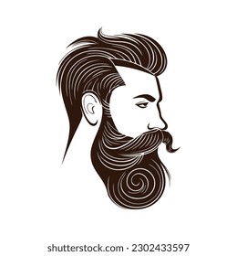 Barbershop, logo design for men's barbershop. man with beard. Vector illustration
