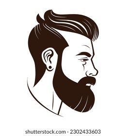 Barbershop, logo design for men's barbershop. man with beard. Vector illustration