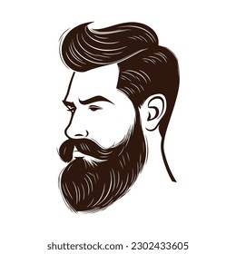 Barbershop, logo design for men's barbershop. man with beard. Vector illustration