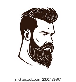 Barbershop, logo design for men's barbershop. man with beard. Vector illustration
