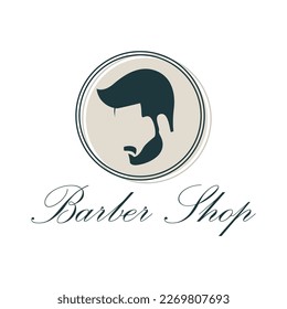 Barbershop logo design template. Vintage label barber shop sign. Vector illustration.