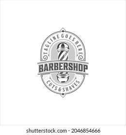 Vintage Emblem-Logo-Design des Barbershop-Logos