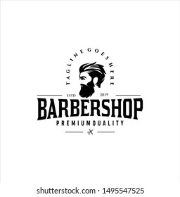 Barbershop Logo Design Vector Stock on the white background