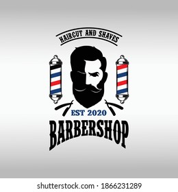 Barbershop logo design. Vintage lettering illustration