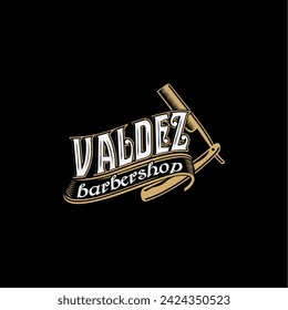 Barbershop logo design. Vintage lettering illustration on dark background.