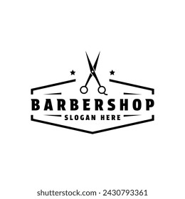 Diseño de logotipo de barbería estilo retro vintage