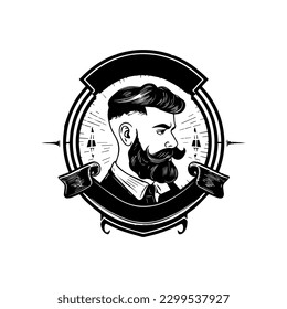 Barbershop logo featuring a classic barber's pole and traditional scissors, perfect for a vintage-inspired look