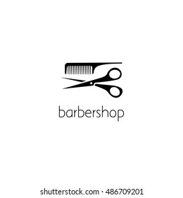 barbershop logo graphic design concept. Editable barbershop element, can be used as logotype, icon, template in web and print 