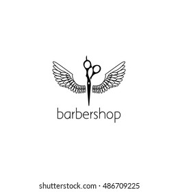 barbershop logo graphic design concept. Editable barbershop element, can be used as logotype, icon, template in web and print 