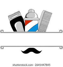 barbershop logo with hair cutting tools theme