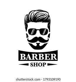 Barbershop Logo Hair Eye Glasses Moustache Stock Vector (Royalty Free ...