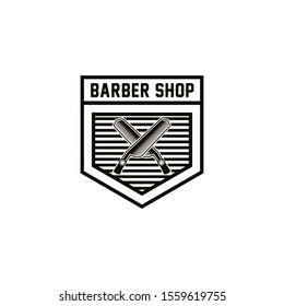 barbershop logo haircuts & shaves design template.