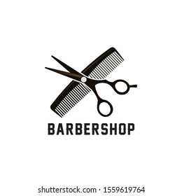 barbershop logo haircuts & shaves design template.