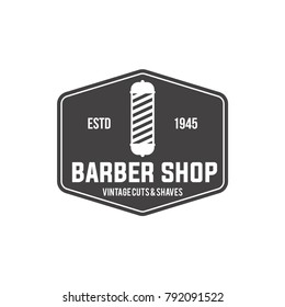 Barbershop logo, Hairdressing saloon icon with barber pole